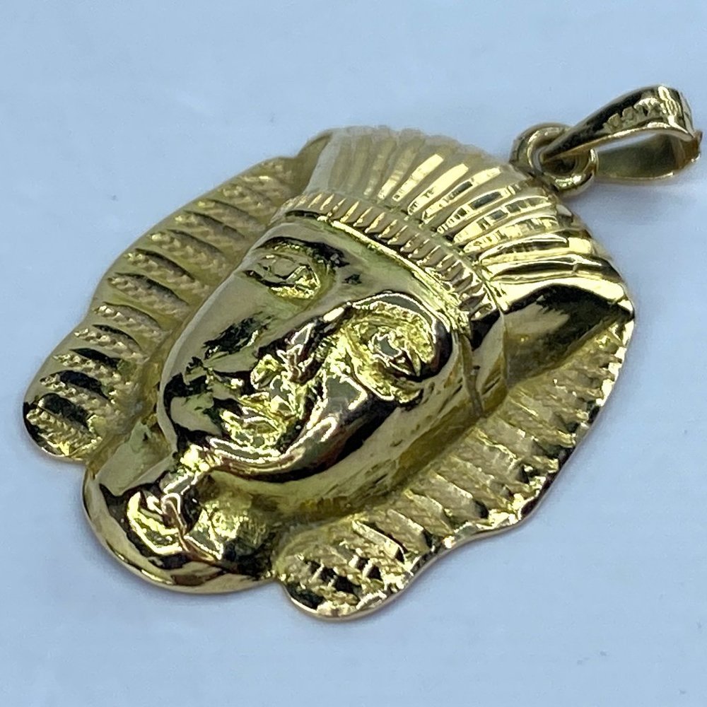 14k Yellow Gold King Tutankhamun Head Bust Charm Pend… Gem